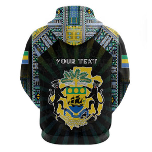 Personalized Gabon Roots Hoodie African Pride in Fingerprint and Tribal Colors