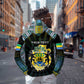 Personalized Gabon Roots Hoodie African Pride in Fingerprint and Tribal Colors