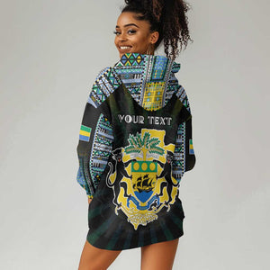 Personalized Gabon Roots Hoodie Dress African Pride in Fingerprint and Tribal Colors