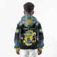 Personalized Gabon Roots Kid Hoodie African Pride in Fingerprint and Tribal Colors
