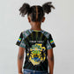 Personalized Gabon Roots Kid T shirt African Pride in Fingerprint and Tribal Colors