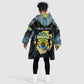 Personalized Gabon Roots Kid Wearable Blanket Hoodie African Pride in Fingerprint and Tribal Colors