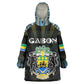 Personalized Gabon Roots Kid Wearable Blanket Hoodie African Pride in Fingerprint and Tribal Colors