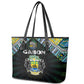 Gabon Roots Leather Tote Bag African Pride in Fingerprint and Tribal Colors