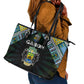 Gabon Roots Leather Tote Bag African Pride in Fingerprint and Tribal Colors