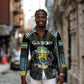 Personalized Gabon Roots Long Sleeve Button Shirt African Pride in Fingerprint and Tribal Colors