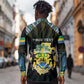 Personalized Gabon Roots Long Sleeve Button Shirt African Pride in Fingerprint and Tribal Colors