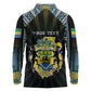 Personalized Gabon Roots Long Sleeve Polo Shirt African Pride in Fingerprint and Tribal Colors