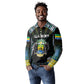 Personalized Gabon Roots Long Sleeve Polo Shirt African Pride in Fingerprint and Tribal Colors