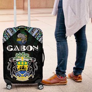 Gabon Roots Luggage Cover African Pride in Fingerprint and Tribal Colors