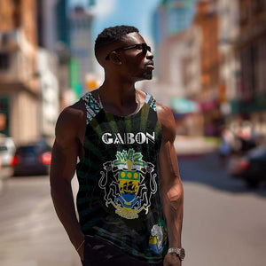 Personalized Gabon Roots Men Tank Top African Pride in Fingerprint and Tribal Colors
