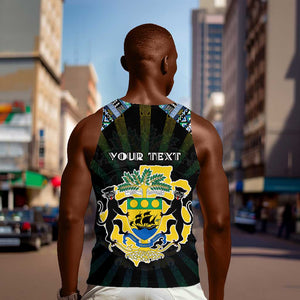 Personalized Gabon Roots Men Tank Top African Pride in Fingerprint and Tribal Colors