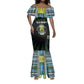Personalized Gabon Roots Mermaid Dress African Pride in Fingerprint and Tribal Colors