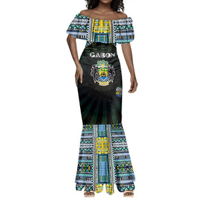 Personalized Gabon Roots Mermaid Dress African Pride in Fingerprint and Tribal Colors