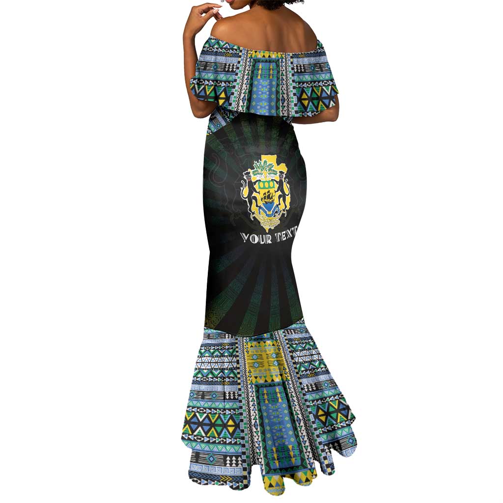 Personalized Gabon Roots Mermaid Dress African Pride in Fingerprint and Tribal Colors