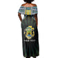 Personalized Gabon Roots Off Shoulder Maxi Dress African Pride in Fingerprint and Tribal Colors