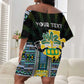 Personalized Gabon Roots Off Shoulder Short Dress African Pride in Fingerprint and Tribal Colors