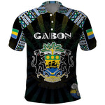 Personalized Gabon Roots Polo Shirt African Pride in Fingerprint and Tribal Colors