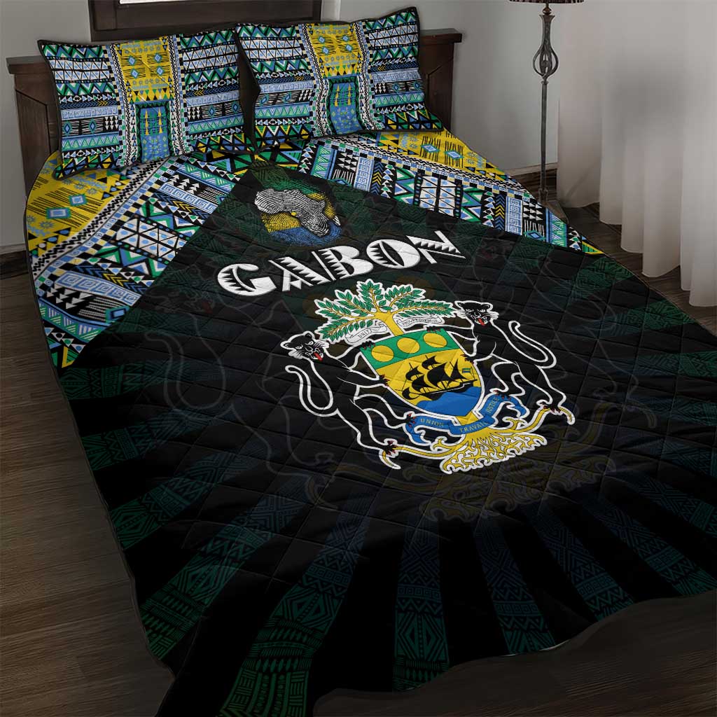 Gabon Roots Quilt Bed Set African Pride in Fingerprint and Tribal Colors
