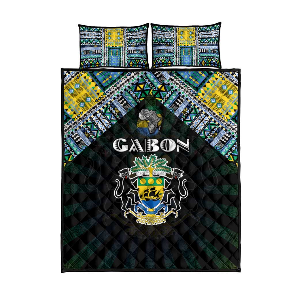 Gabon Roots Quilt Bed Set African Pride in Fingerprint and Tribal Colors