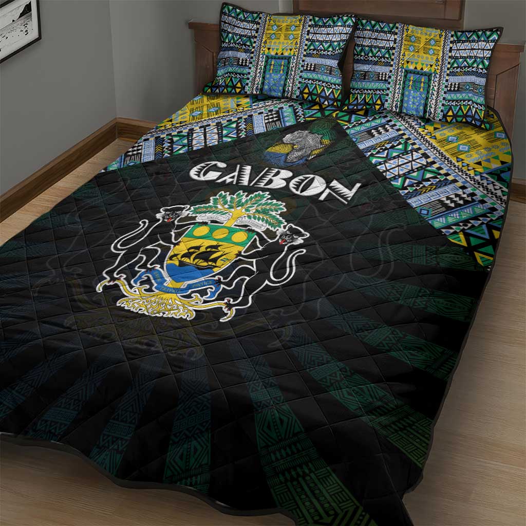 Gabon Roots Quilt Bed Set African Pride in Fingerprint and Tribal Colors