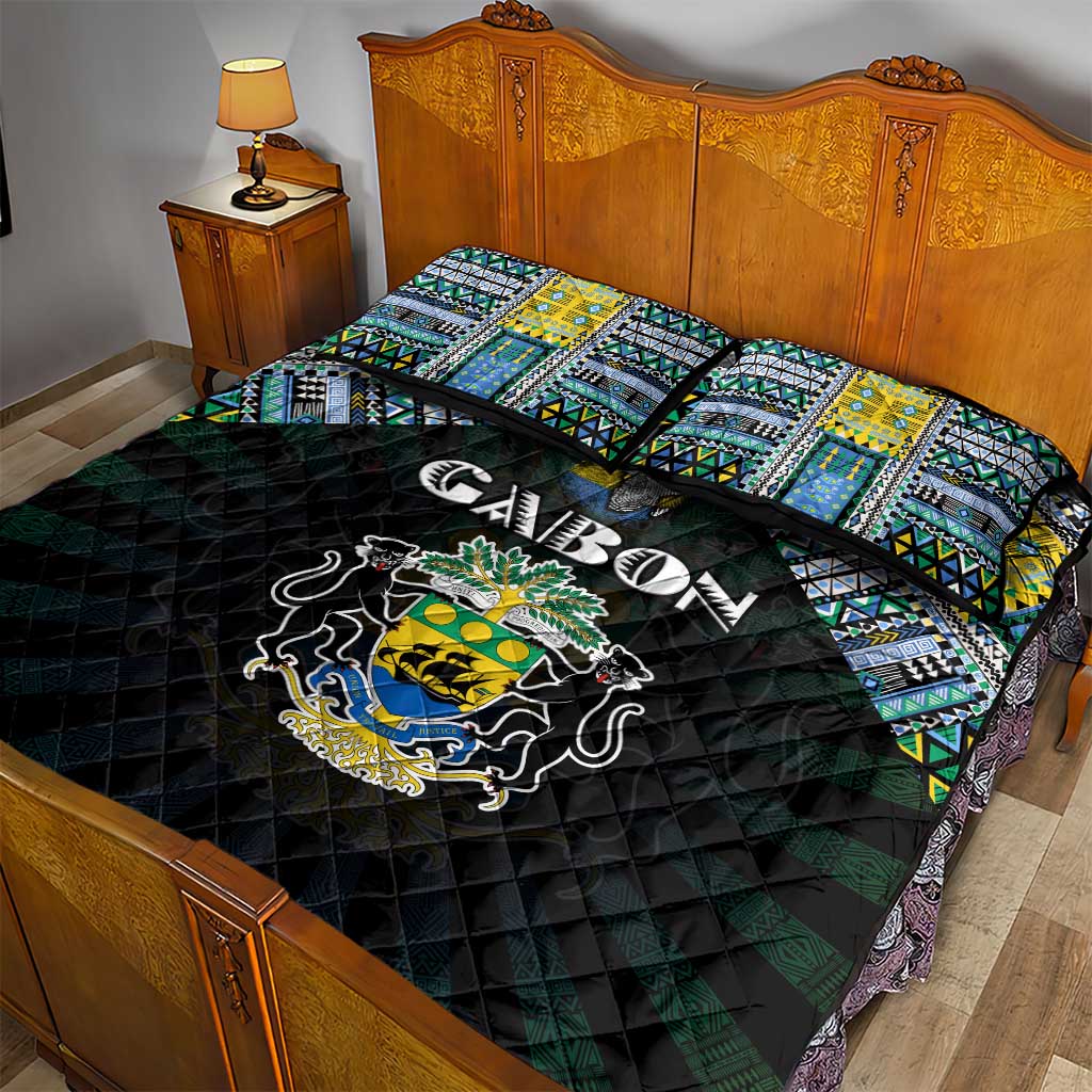Gabon Roots Quilt Bed Set African Pride in Fingerprint and Tribal Colors