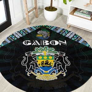 Gabon Roots Round Carpet African Pride in Fingerprint and Tribal Colors