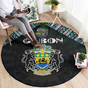 Gabon Roots Round Carpet African Pride in Fingerprint and Tribal Colors