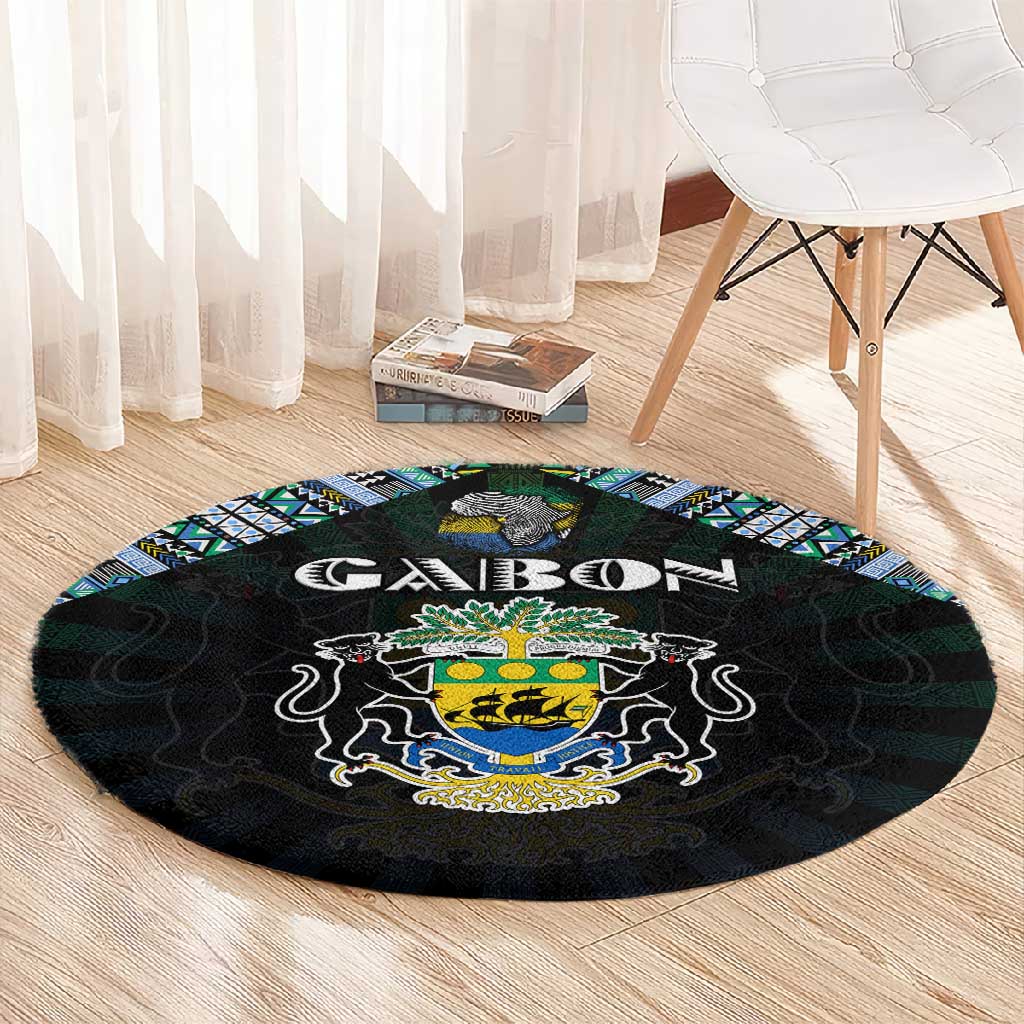 Gabon Roots Round Carpet African Pride in Fingerprint and Tribal Colors