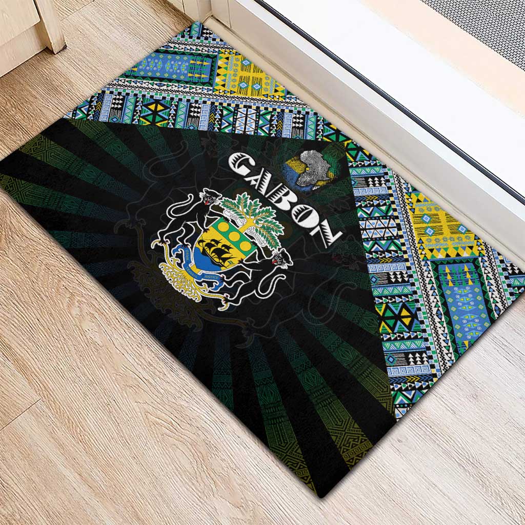Gabon Roots Rubber Doormat African Pride in Fingerprint and Tribal Colors