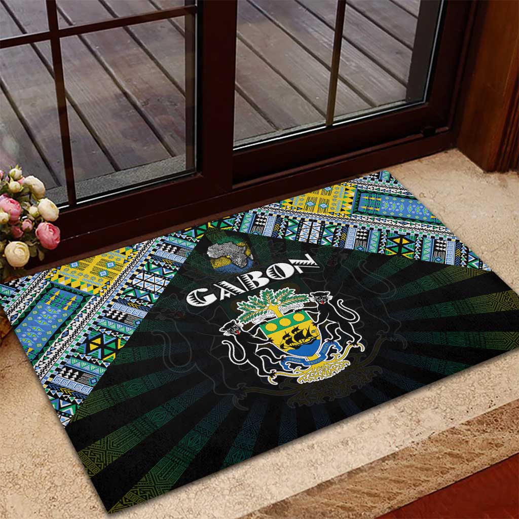 Gabon Roots Rubber Doormat African Pride in Fingerprint and Tribal Colors