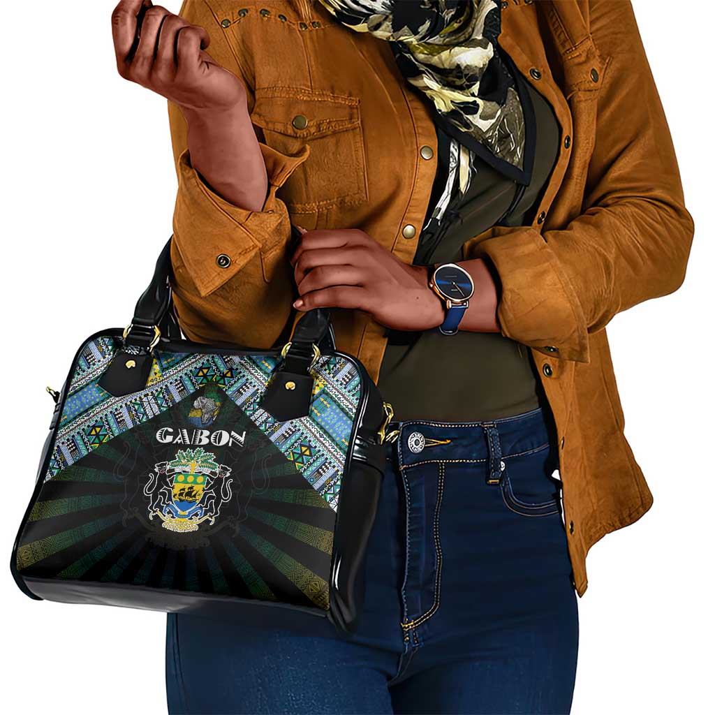 Gabon Roots Shoulder Handbag African Pride in Fingerprint and Tribal Colors