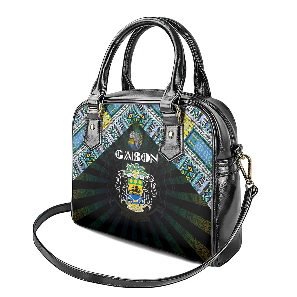 Gabon Roots Shoulder Handbag African Pride in Fingerprint and Tribal Colors