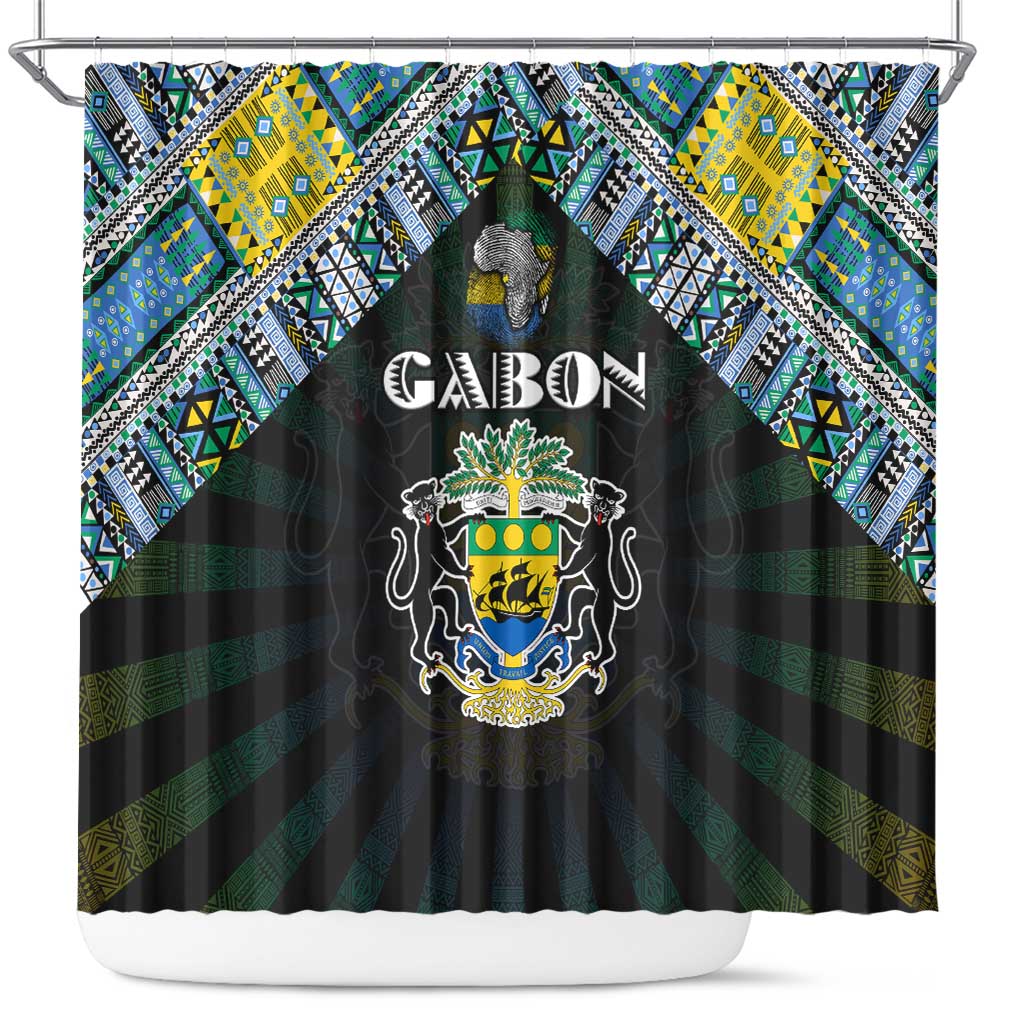 Gabon Roots Shower Curtain African Pride in Fingerprint and Tribal Colors