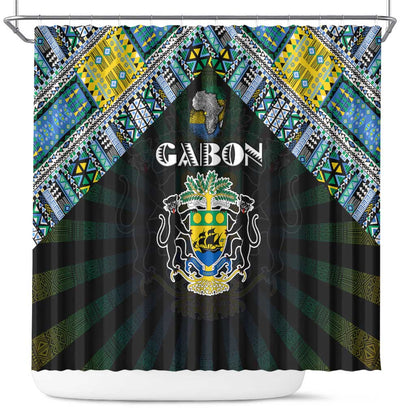 Gabon Roots Shower Curtain African Pride in Fingerprint and Tribal Colors