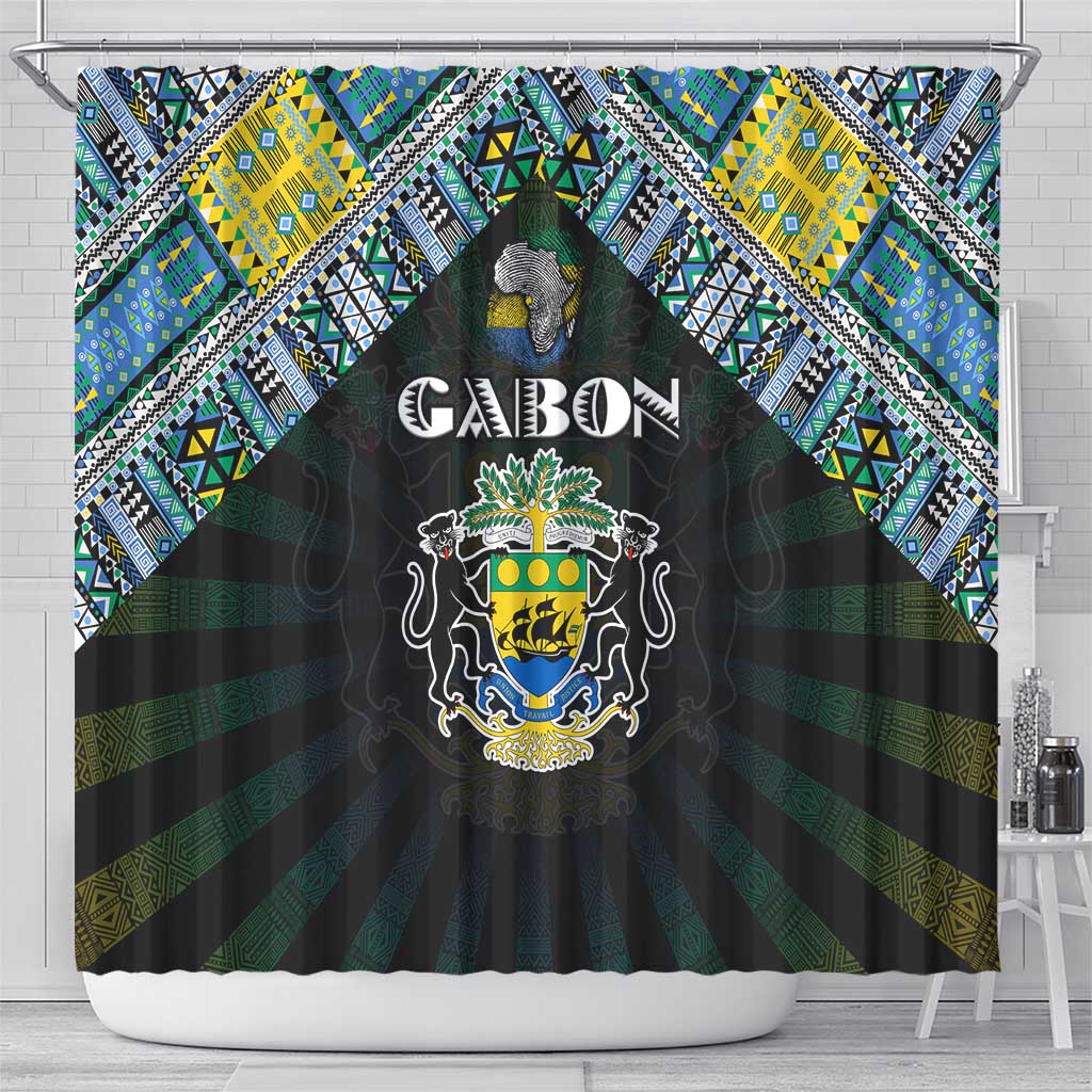 Gabon Roots Shower Curtain African Pride in Fingerprint and Tribal Colors