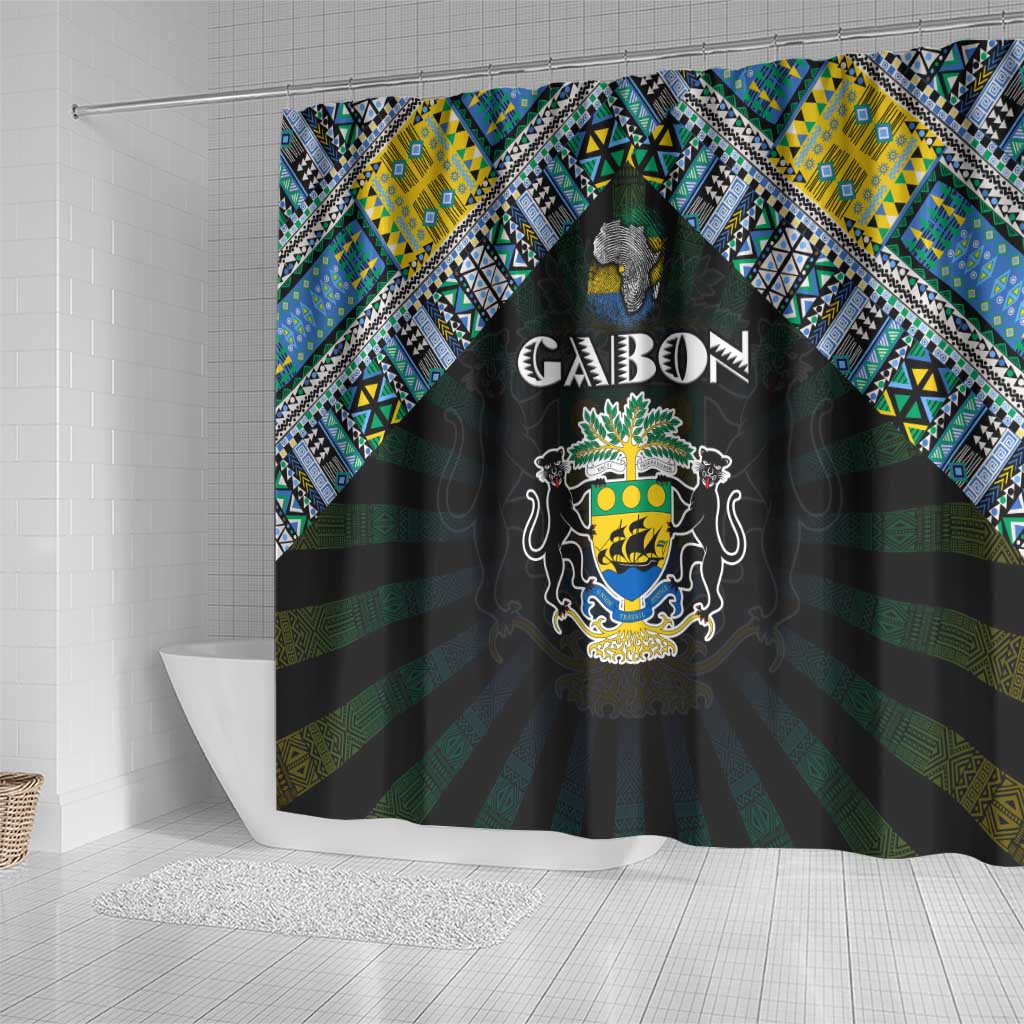 Gabon Roots Shower Curtain African Pride in Fingerprint and Tribal Colors