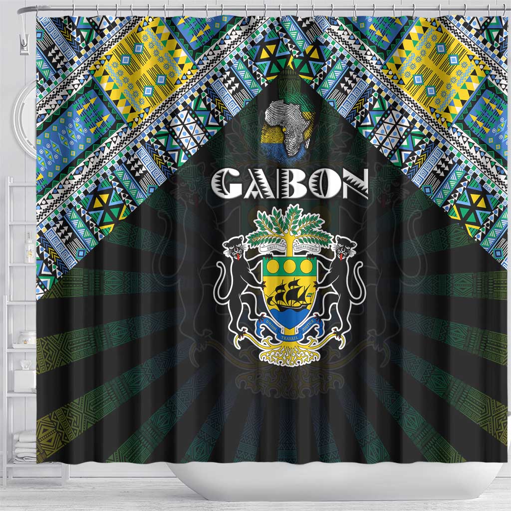 Gabon Roots Shower Curtain African Pride in Fingerprint and Tribal Colors