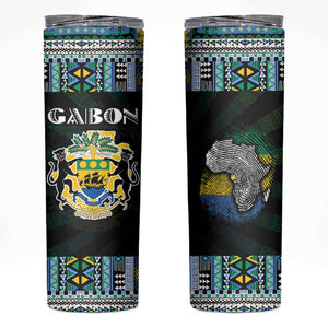 Gabon Roots Skinny Tumbler African Pride in Fingerprint and Tribal Colors