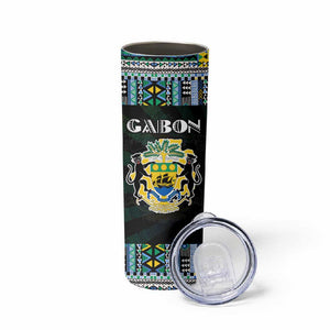Gabon Roots Skinny Tumbler African Pride in Fingerprint and Tribal Colors