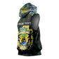 Personalized Gabon Roots Sleeveless Hoodie African Pride in Fingerprint and Tribal Colors - African Pride