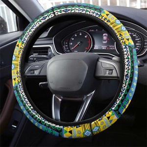 Gabon Roots Steering Wheel Cover African Pride in Fingerprint and Tribal Colors