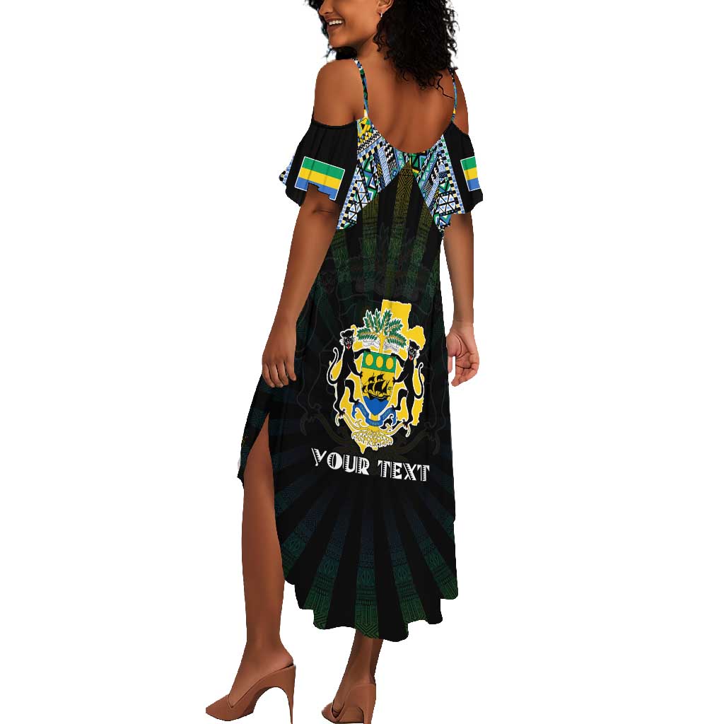 Personalized Gabon Roots Summer Maxi Dress African Pride in Fingerprint and Tribal Colors