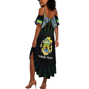 Personalized Gabon Roots Summer Maxi Dress African Pride in Fingerprint and Tribal Colors