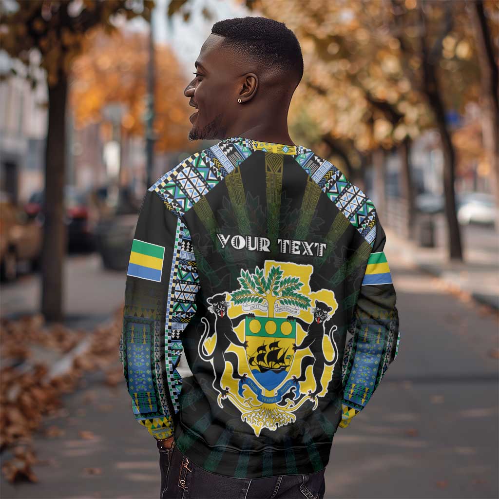 Personalized Gabon Roots Sweatshirt African Pride in Fingerprint and Tribal Colors