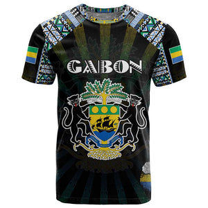 Personalized Gabon Roots T shirt African Pride in Fingerprint and Tribal Colors