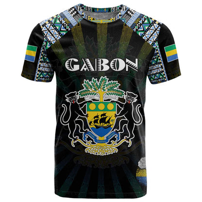 Personalized Gabon Roots T shirt African Pride in Fingerprint and Tribal Colors