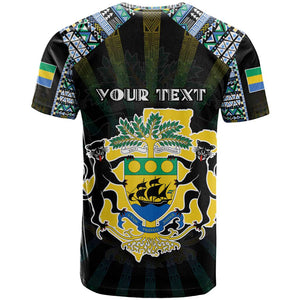 Personalized Gabon Roots T shirt African Pride in Fingerprint and Tribal Colors
