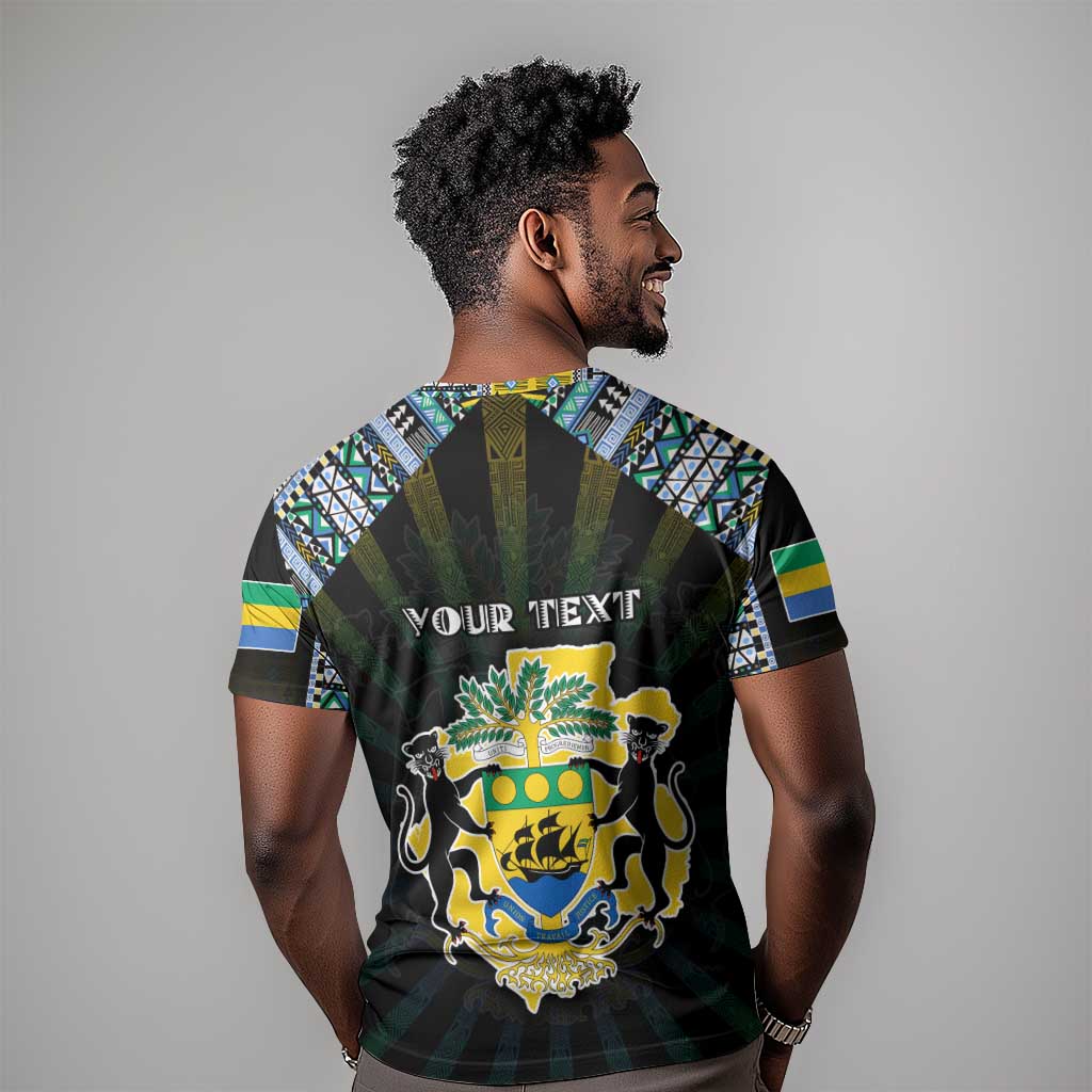 Personalized Gabon Roots T shirt African Pride in Fingerprint and Tribal Colors