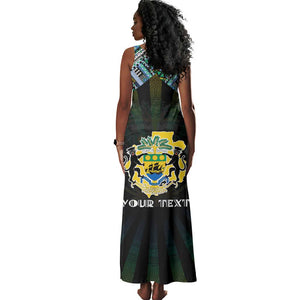 Personalized Gabon Roots Tank Maxi Dress African Pride in Fingerprint and Tribal Colors